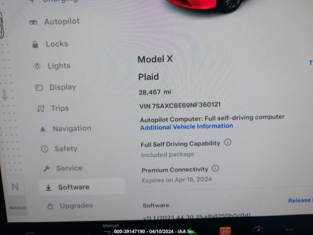7SAXCBE69NF360121 Tesla Model X Plaid Tri Motor All-wheel Drive