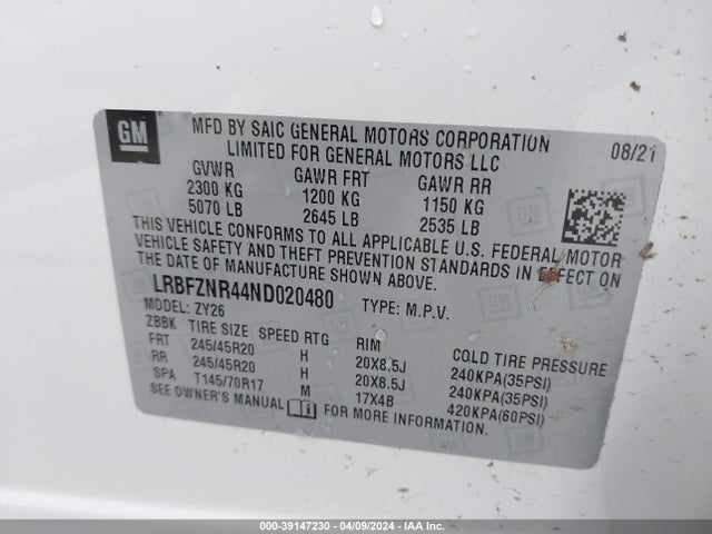 Buick Envision Fwd Essence 2022 LRBFZNR44ND020480 Image 9