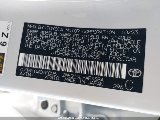 Toyota Corolla Hybrid Se 2024 JTDBCMFE7RJ019808 Image 9