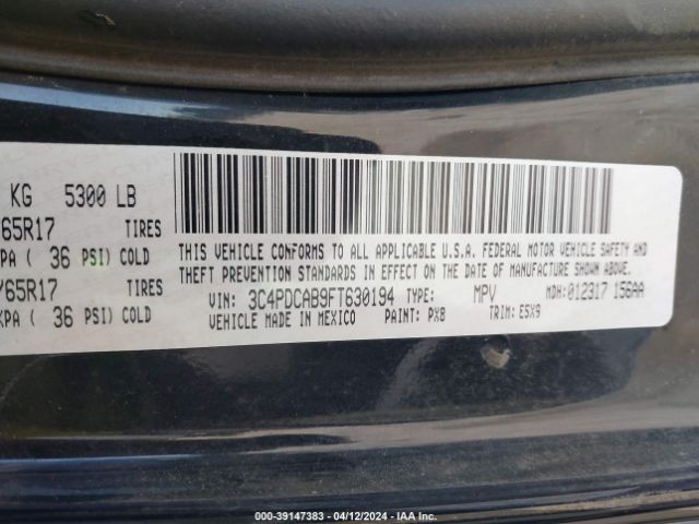 3C4PDCAB9FT630194 Dodge Journey American Value Pkg