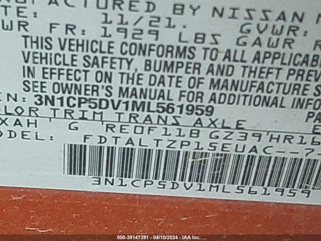 Nissan Kicks Sr Xtronic Cvt 2021 3N1CP5DV1ML561959 Image 9