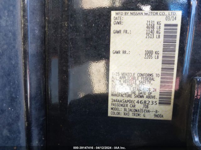 1N4AA5AP0EC468235 Nissan Maxima 3.5 S/3.5 Sv