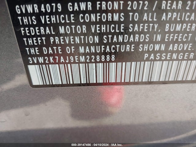 3VW2K7AJ9EM228888 Volkswagen Jetta 2.0l S