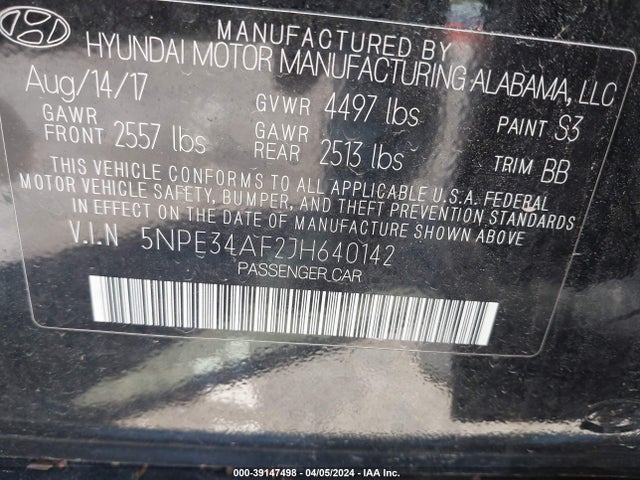 Hyundai SONATA SEL 2018 5NPE34AF2JH640142 Image 9
