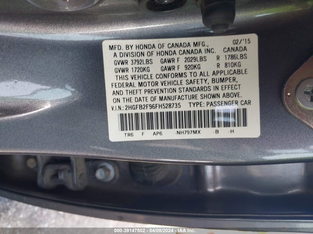 Honda Civic Ex-l 2015 2HGFB2F96FH528735 Image 9