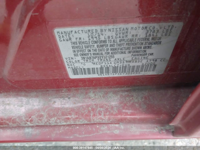 Nissan SENTRA S 2014 3N1AB7APXEY321255 Image 9