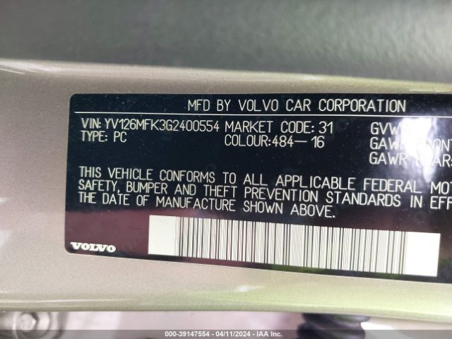 YV126MFK3G2400554 Volvo S60 T5 Drive-e Premier