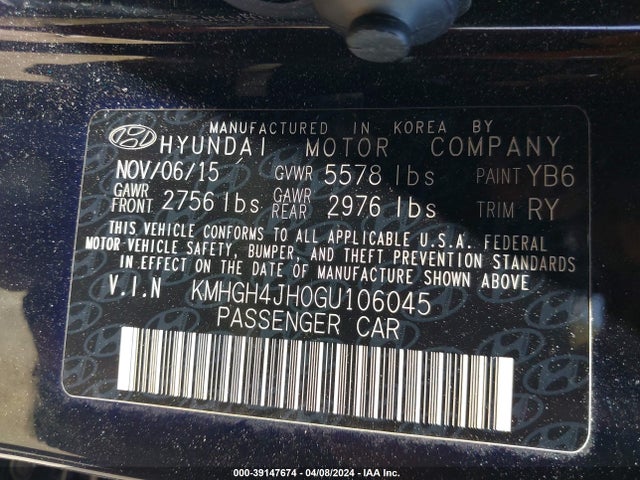 KMHGH4JH0GU106045 Hyundai Equus Ultimate
