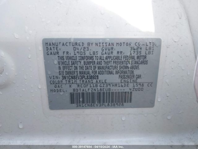 3N1CN8EV3PL838928 Nissan Versa 1.6 Sv Xtronic Cvt