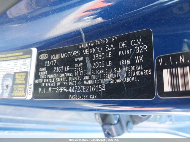 KIA FORTE LX 2018 3KPFL4A72JE216154 Image 9