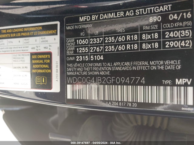 Mercedes-Benz GLC 300 2016 WDC0G4JB2GF094774 Image 9