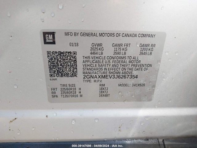 Chevrolet Equinox Premier 2018 2GNAXMEV3J6267354 Image 9