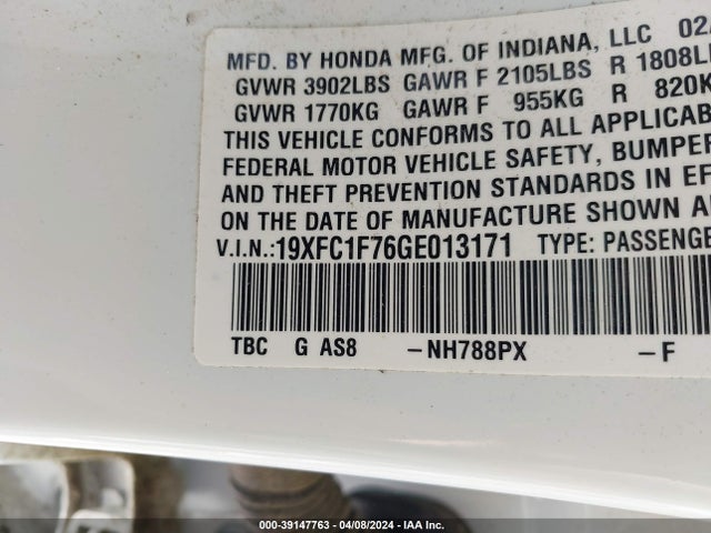 Honda Civic Ex-l 2016 19XFC1F76GE013171 Image 9