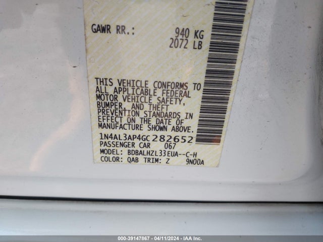 Nissan Altima 2.5 Sr 2016 1N4AL3AP4GC282652 Image 9