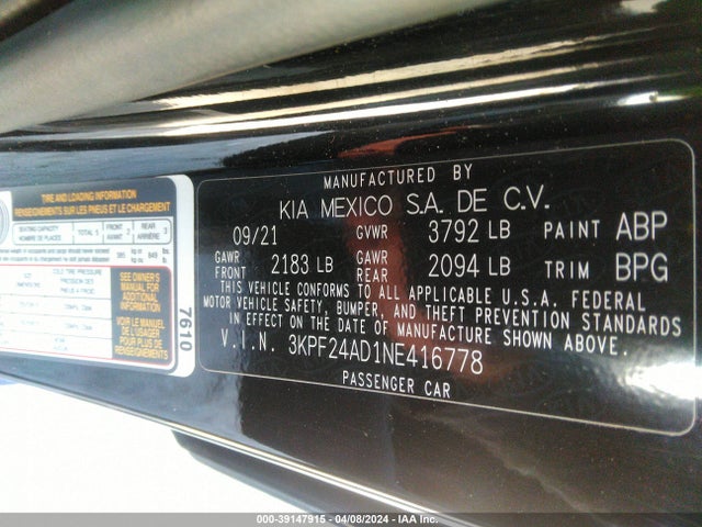 KIA Forte Lxs 2022 3KPF24AD1NE416778 Image 9