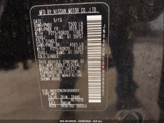 JN8AY2NC6K9588551 Nissan Armada Sl
