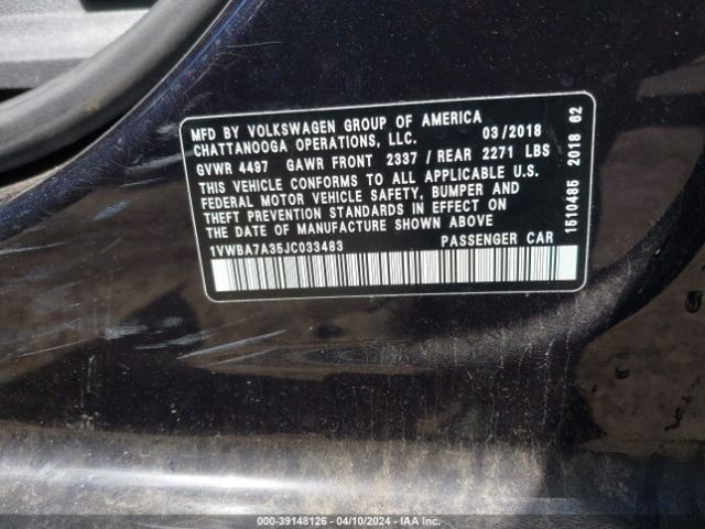 1VWBA7A35JC033483 Volkswagen Passat 2.0t Se
