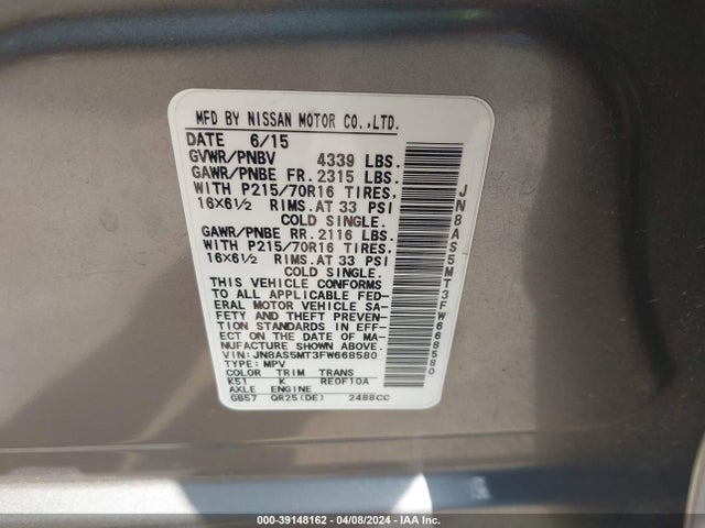 Nissan Rogue Select S 2015 JN8AS5MT3FW668580 Image 9