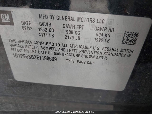 Chevrolet Cruze 2lt Auto 2014 1G1PE5SB3E7190699 Image 9
