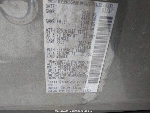 Nissan ROGUE S 2017 5N1AT2MT6HC779731 Image 9