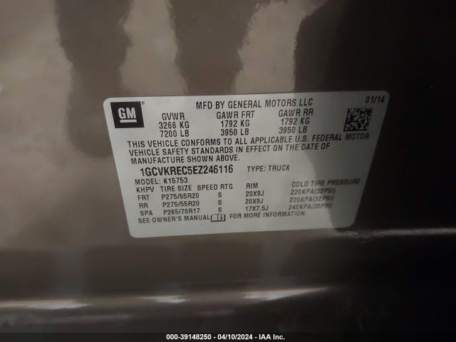 Chevrolet Silverado 1500 2lt 2014 1GCVKREC5EZ246116 Image 9