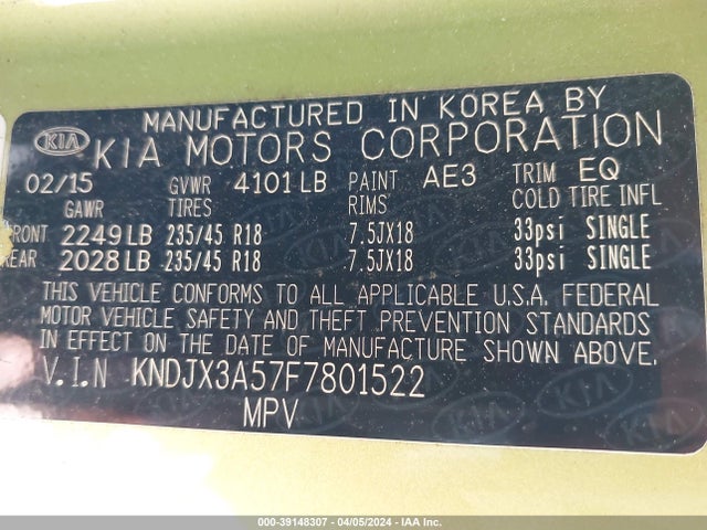 KIA Soul ! 2015 KNDJX3A57F7801522 Image 9