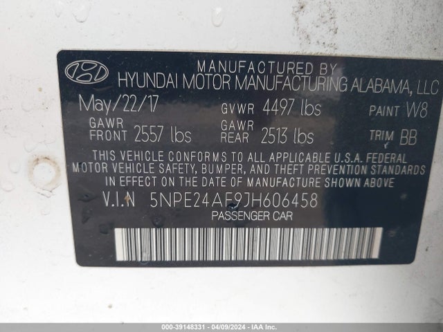 Hyundai SONATA SE 2018 5NPE24AF9JH606458 Image 9
