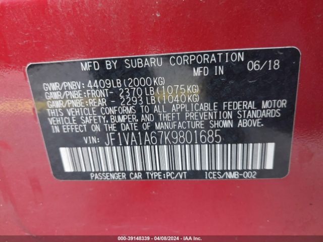 JF1VA1A67K9801685 Subaru WRX