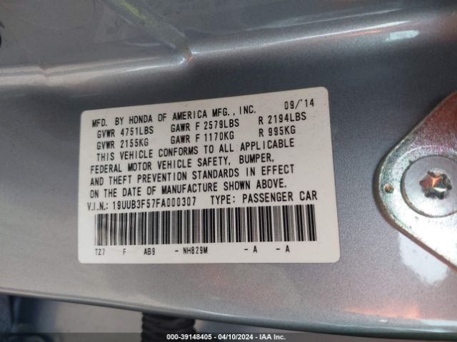 19UUB3F57FA000307 Acura Tlx V6 Tech