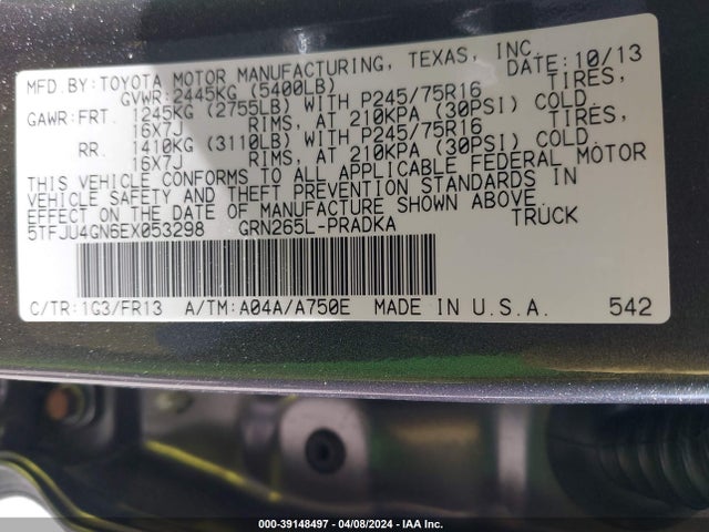 Toyota Tacoma Prerunner V6 2014 5TFJU4GN6EX053298 Image 9