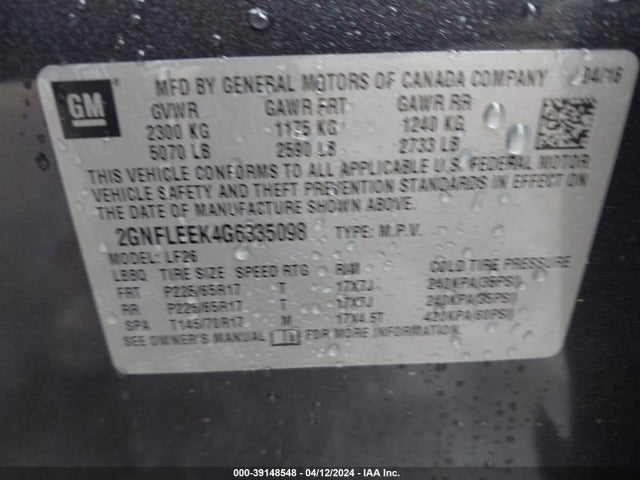 Chevrolet EQUINOX LS 2016 2GNFLEEK4G6335098 Image 9