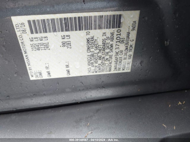 Nissan Maxima 3.5 S 2017 1N4AA6AP3HC371010 Image 9