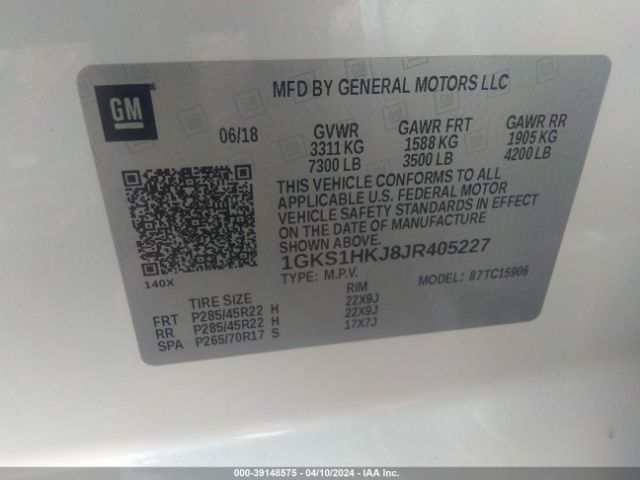 1GKS1HKJ8JR405227 GMC YUKON XL DENALI