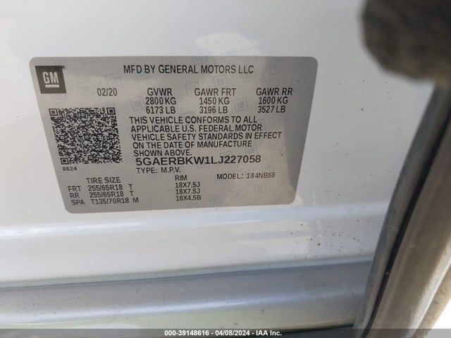 5GAERBKW1LJ227058 Buick Enclave Essence