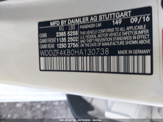 WDDZF4KB0HA130738 Mercedes-Benz E 300 4matic