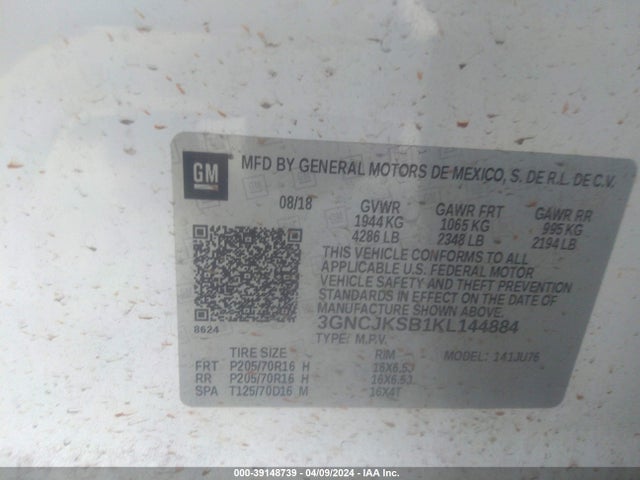 Chevrolet TRAX LS 2019 3GNCJKSB1KL144884 Image 9