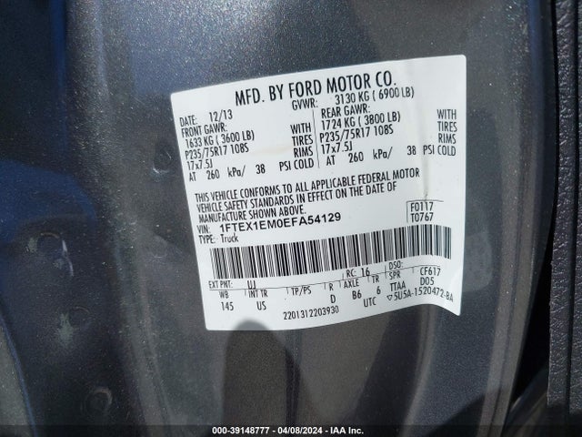 1FTEX1EM0EFA54129 Ford F-150 Xlt