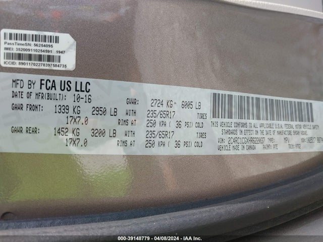 2C4RC1CGXHR622037 Chrysler Pacifica Lx