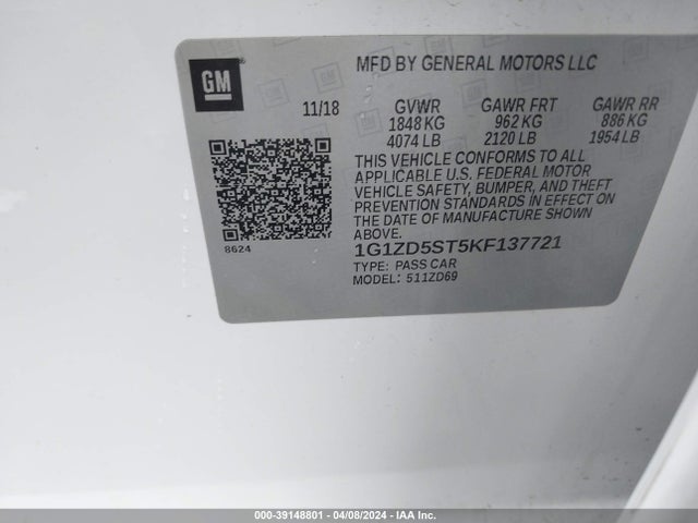 Chevrolet MALIBU LT 2019 1G1ZD5ST5KF137721 Image 9