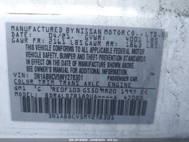 3N1AB8CV5MY278301 Nissan Sentra Sv Xtronic Cvt