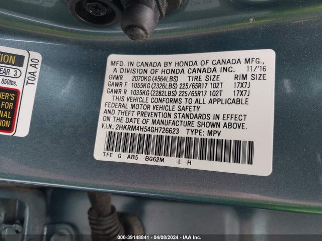 Honda CR-V EX 2016 2HKRM4H54GH726623 Image 9