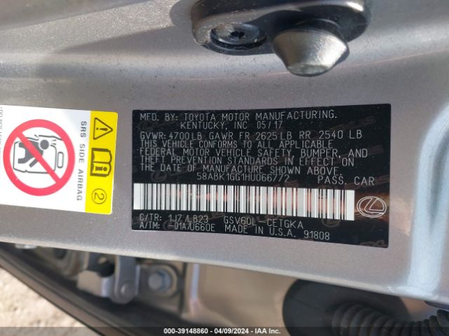 58ABK1GG1HU066772 Lexus ES 350