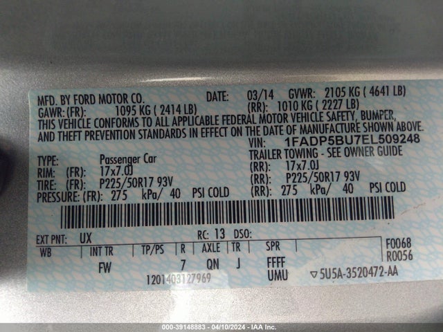 Ford C-max Hybrid Sel 2014 1FADP5BU7EL509248 Image 9