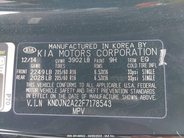 KIA Soul 2015 KNDJN2A22F7178543 Image 9