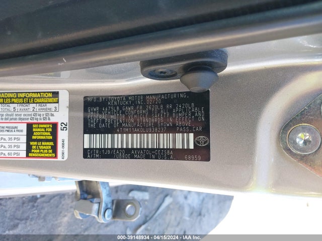 Toyota CAMRY SE 2020 4T1M11AK0LU938237 Image 9