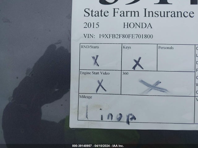 Honda CIVIC EX 2015 19XFB2F80FE701800 Image 9