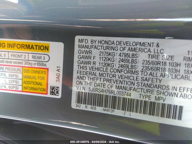 Honda Cr-v Ex-l Awd 2024 5J6RS4H76RL003744 Image 9