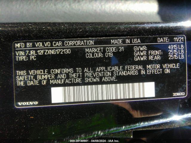 7JRL12FZXNG172130 Volvo S60 B5 Momentum