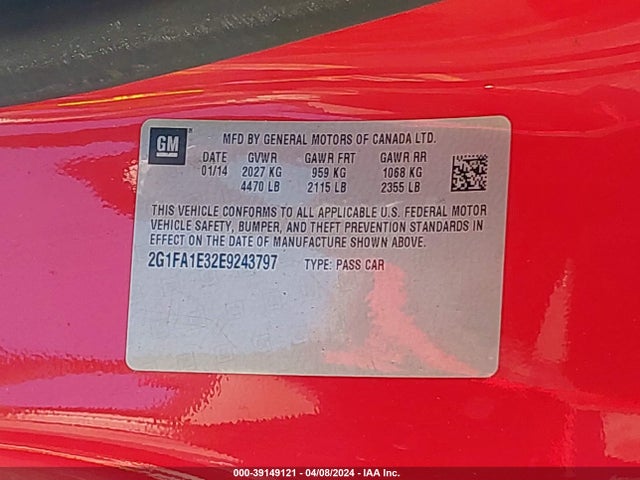 Chevrolet Camaro 2ls 2014 2G1FA1E32E9243797 Image 9