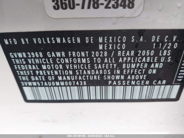 3VWW57AU0MM007438 Volkswagen Golf 1.4t Tsi